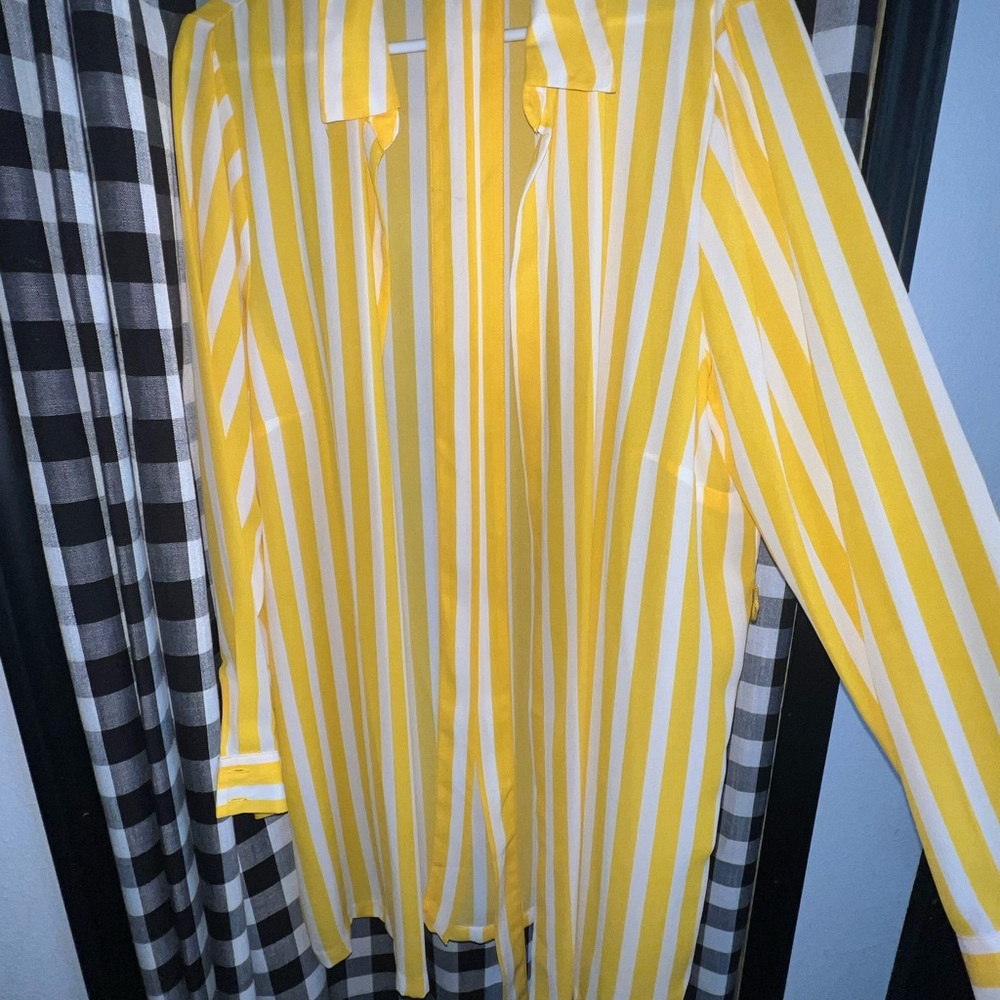 Yellow and White Striped Woman’s Shirt